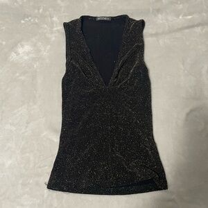 Annex Black Glitter V-Neck Sleeveless Camisole